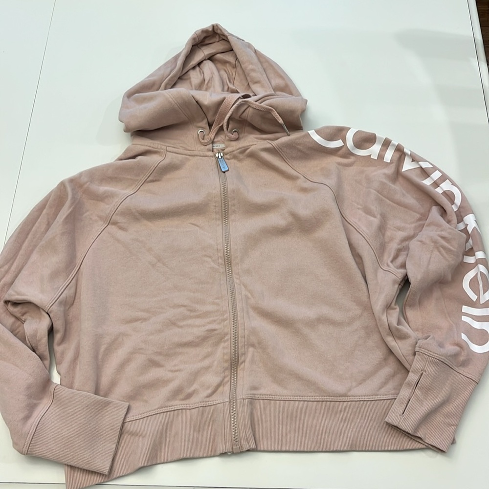 Calvin Klein Performance Cropped Zippered Hoodie Medium Dusty Pink